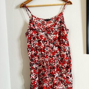Banana Republic Women’s Warm Red and White Patterned Romper Size L